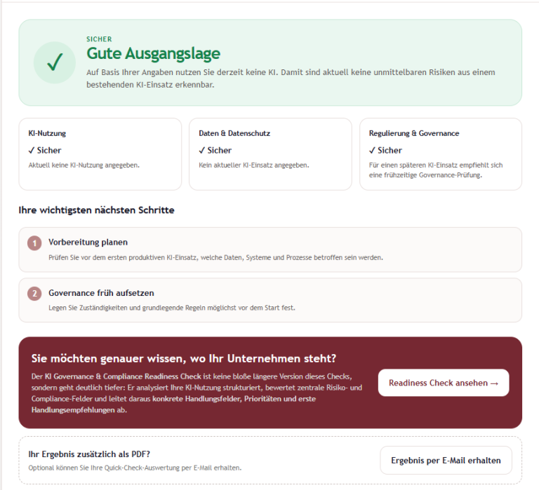 Beispiel-Auswertung Compliance Quick Check